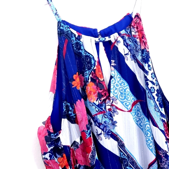 Nwot  INC International Concepts Halter  Metallic Hem Floral  Dress - Picture 4 of 10